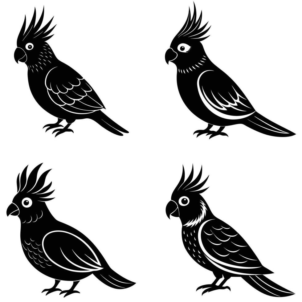 Silhouettes of Cockatoos vector