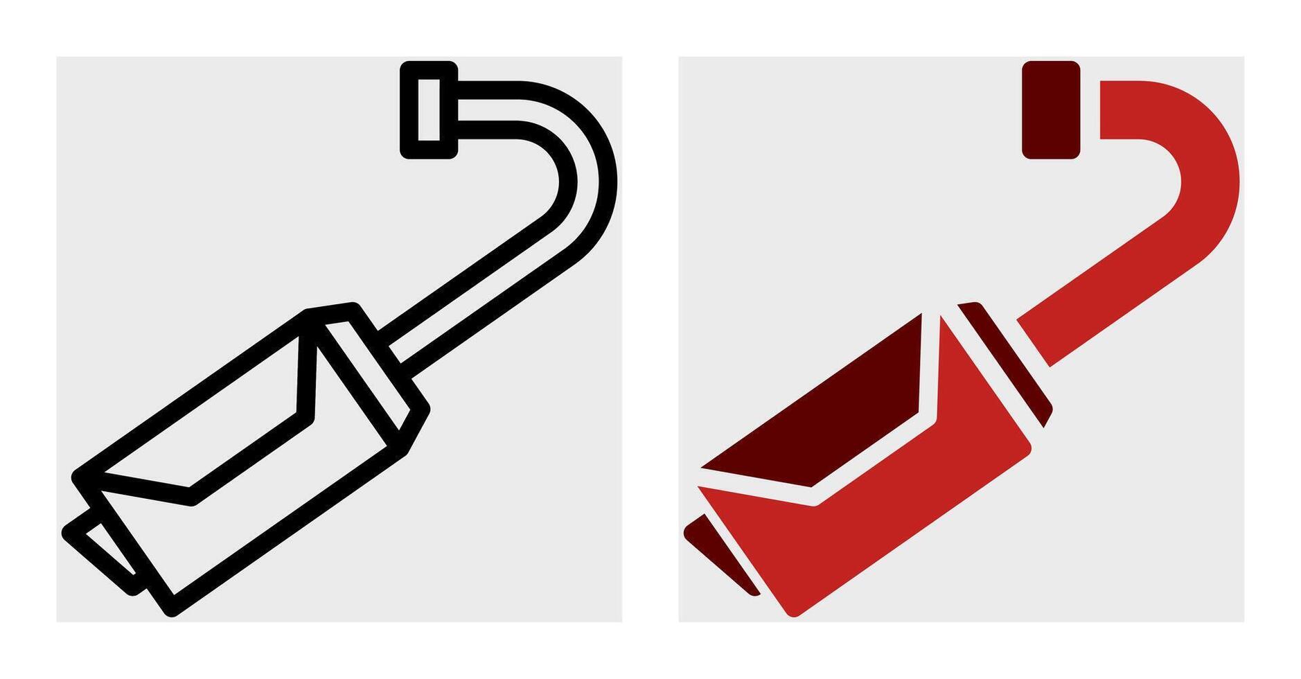 Two different types of exhaust pipes on a white background vector