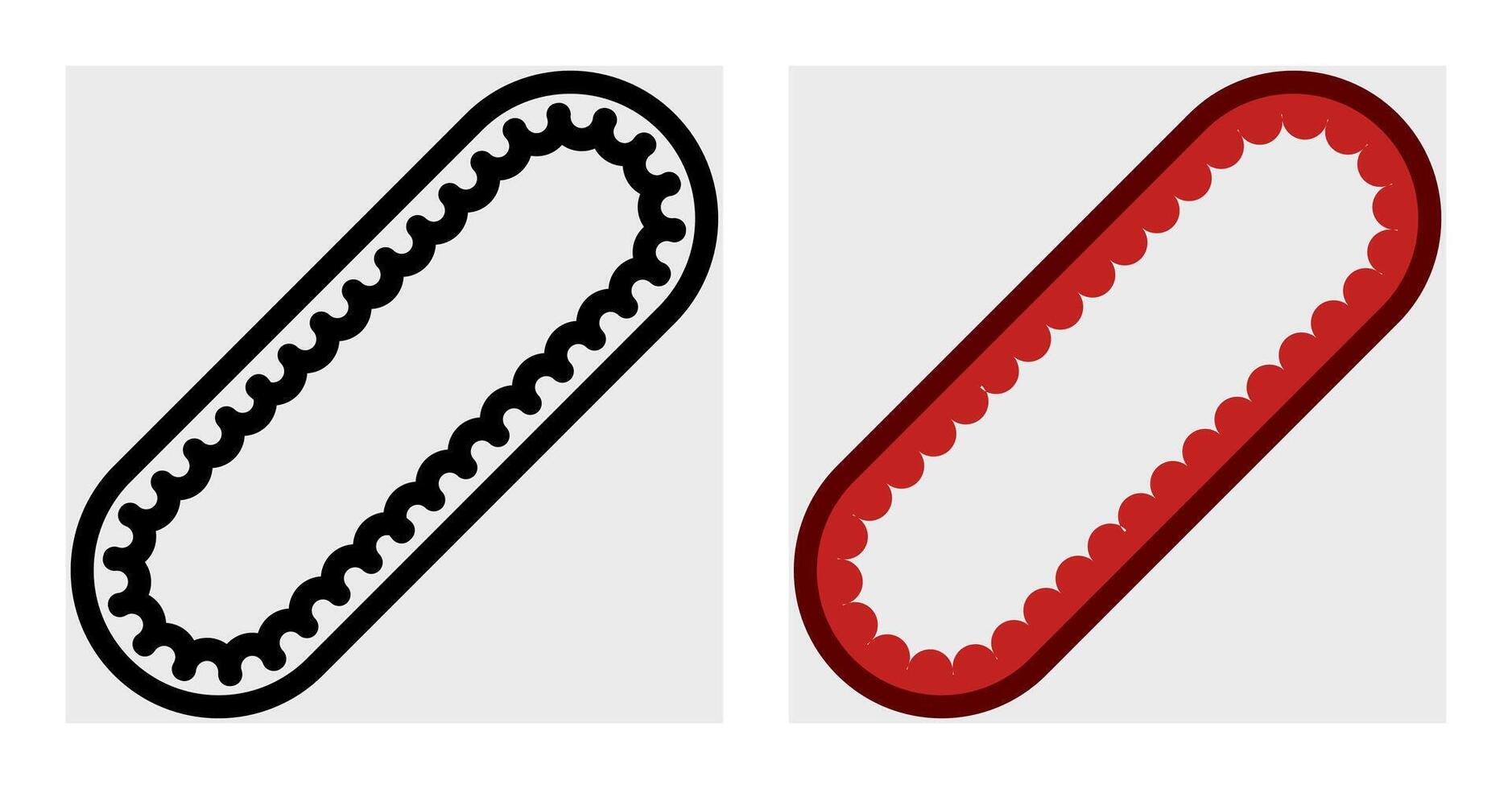 A pair of red and black chains with a red and black handle vector