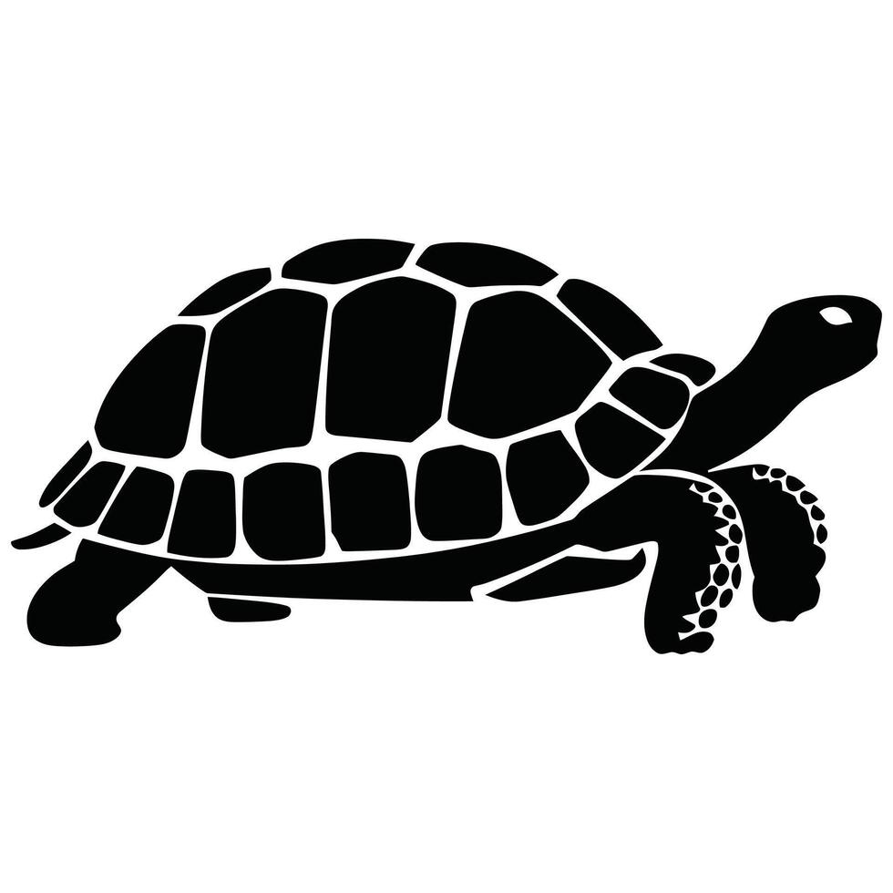 Black and White Tortoise Silhouette. vector