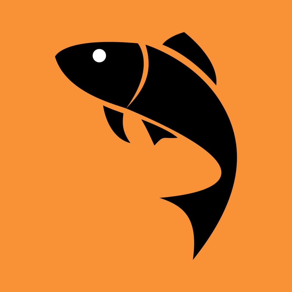minimalist black fish silhouette icon vector