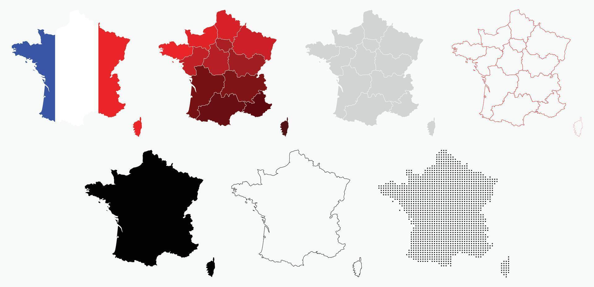 Collection of France Map Europe Country vector