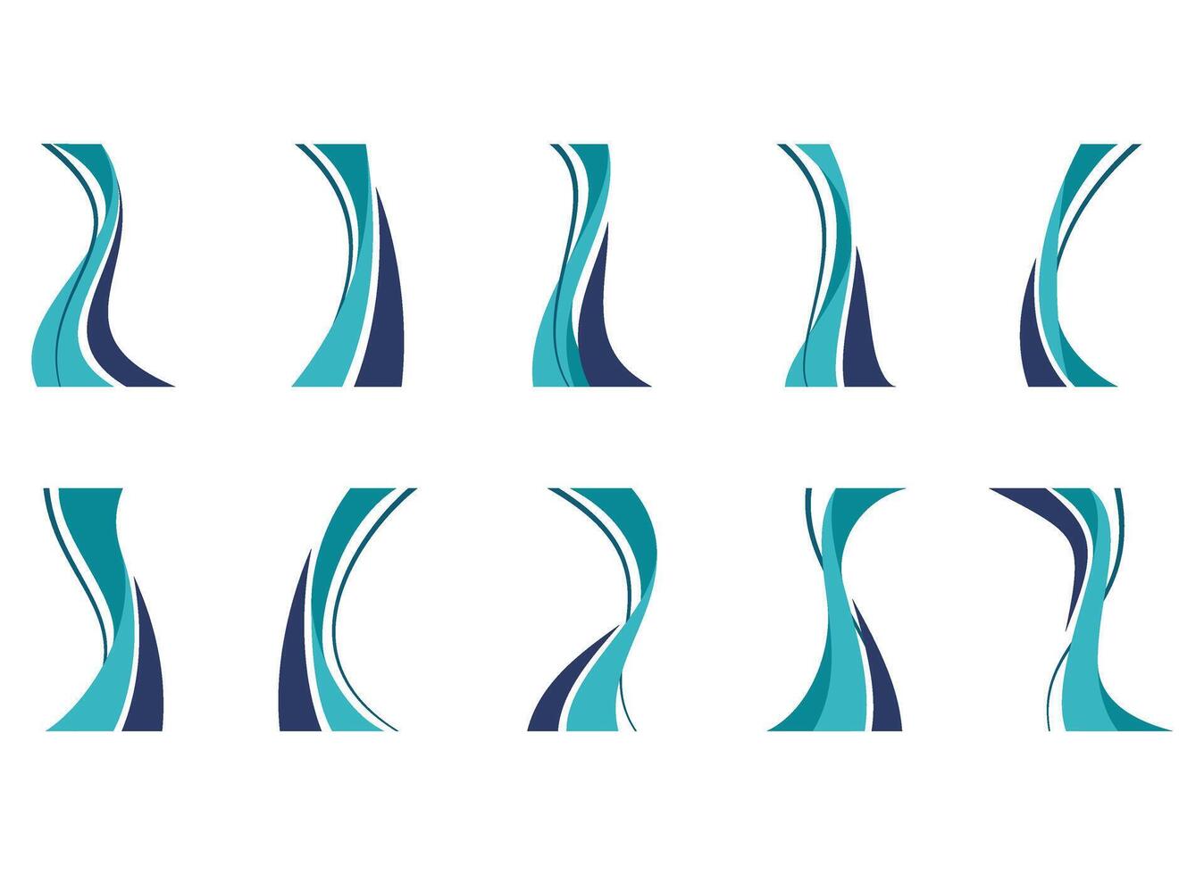 Modern Curved Border On White Background Set vector