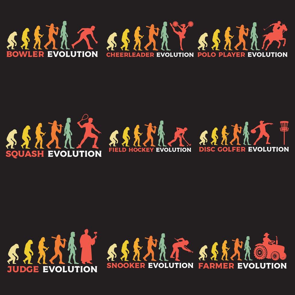 Collection of Human Evolution Designs for Shirts vector