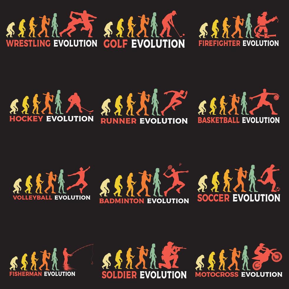 Evolution of Man Art Collection for T-shirts vector