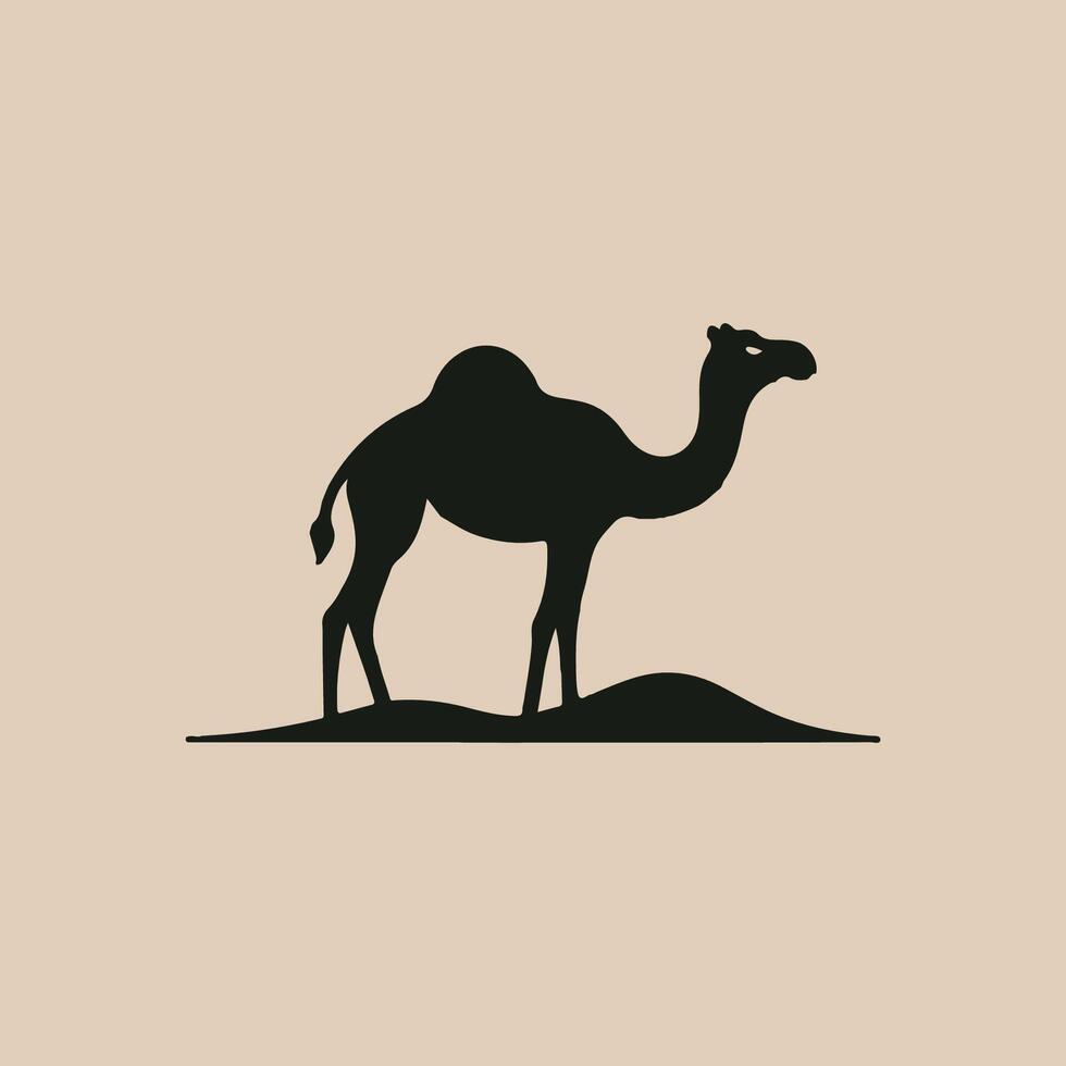 a camel silhouette on a beige background vector