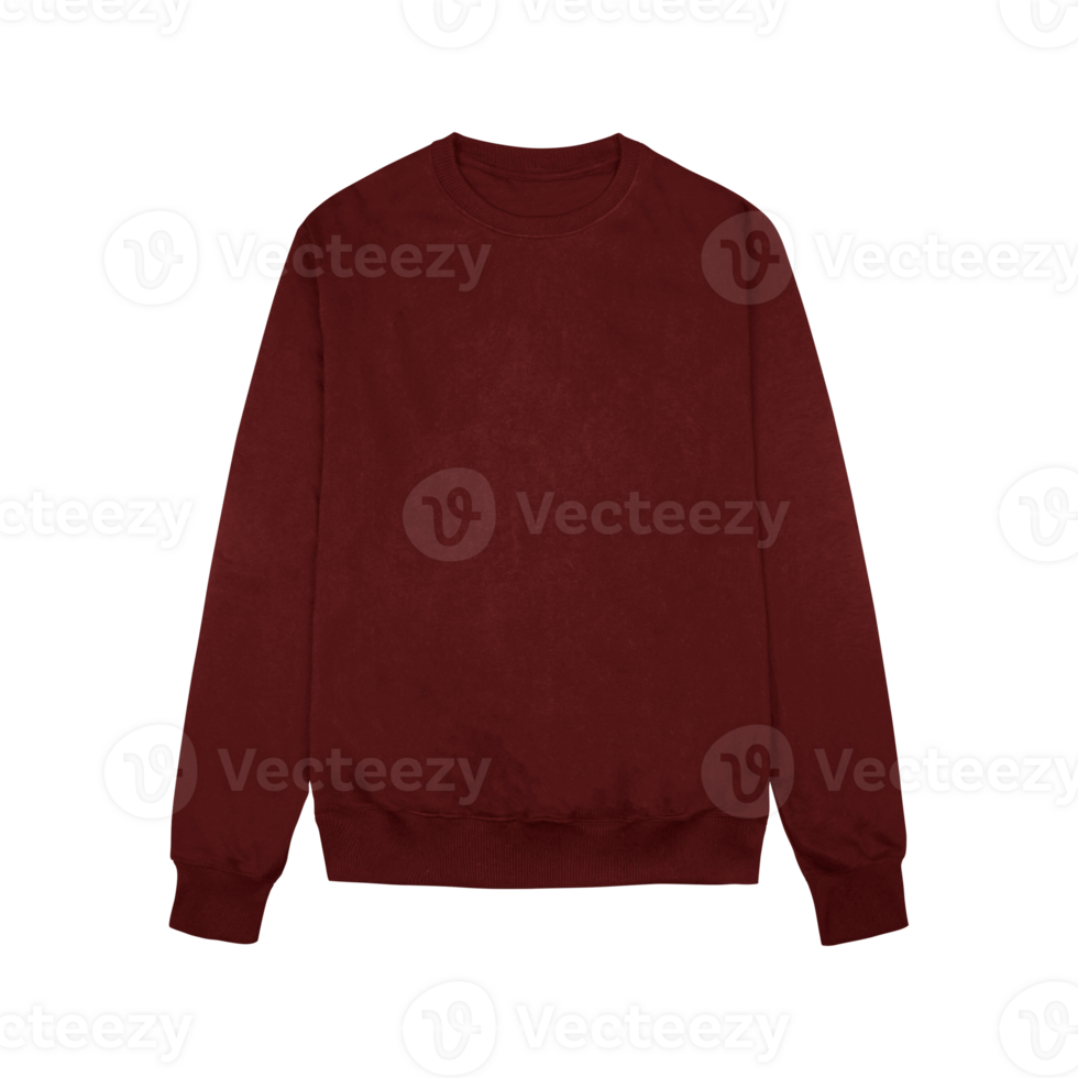 Sweater color dark maroon template transparent background png