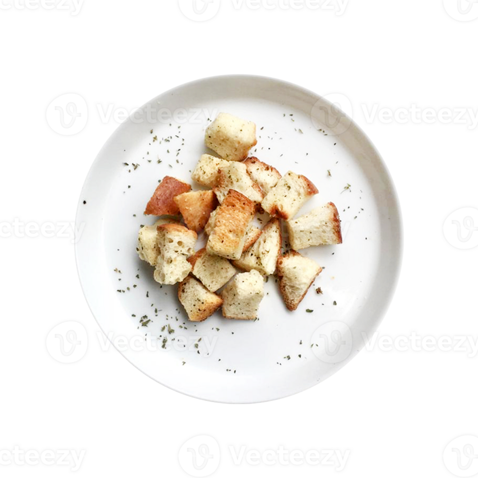 Top view of croutons transparent background png