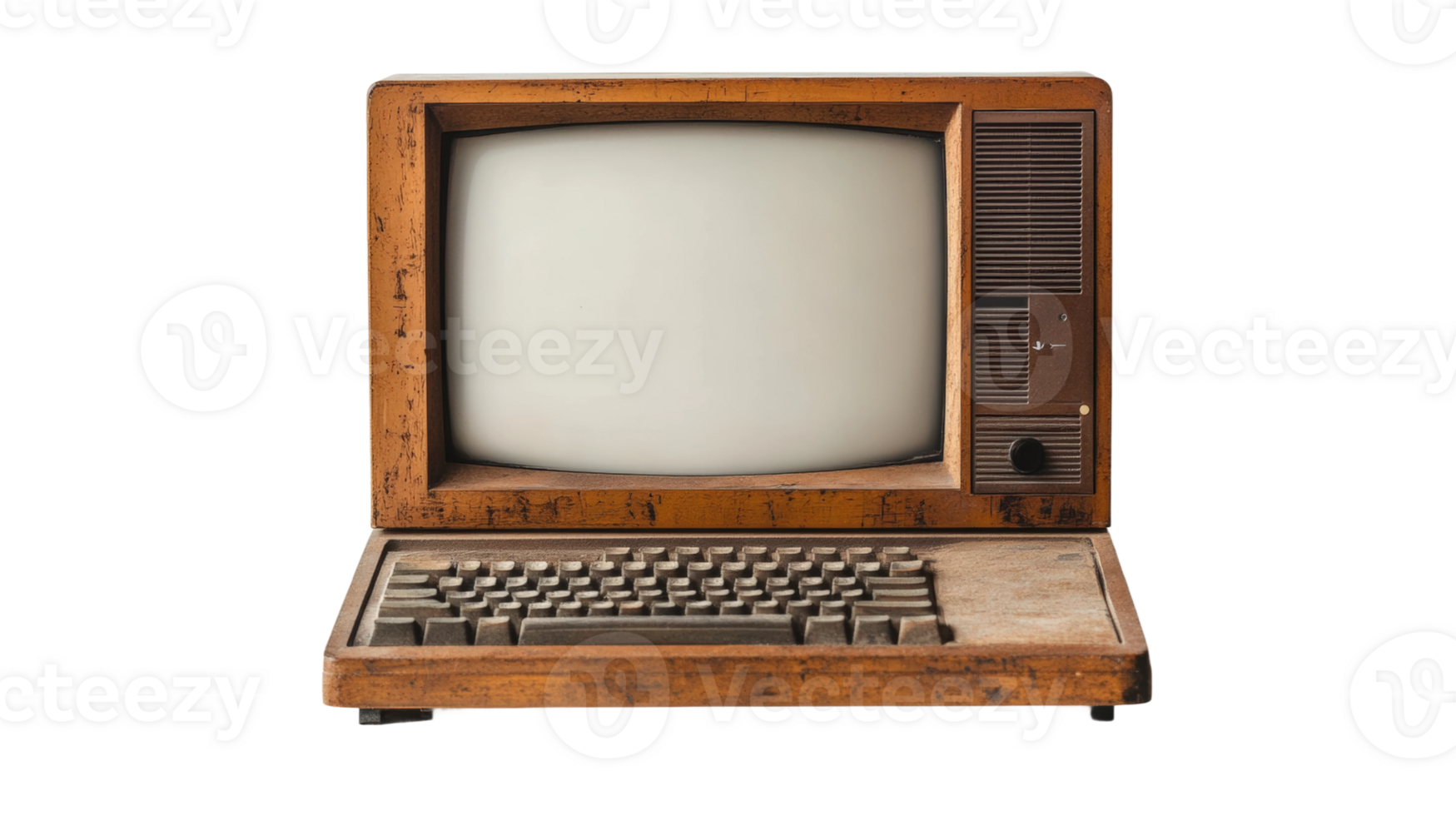 Vintage computer display retro room digital nostalgic vibe png