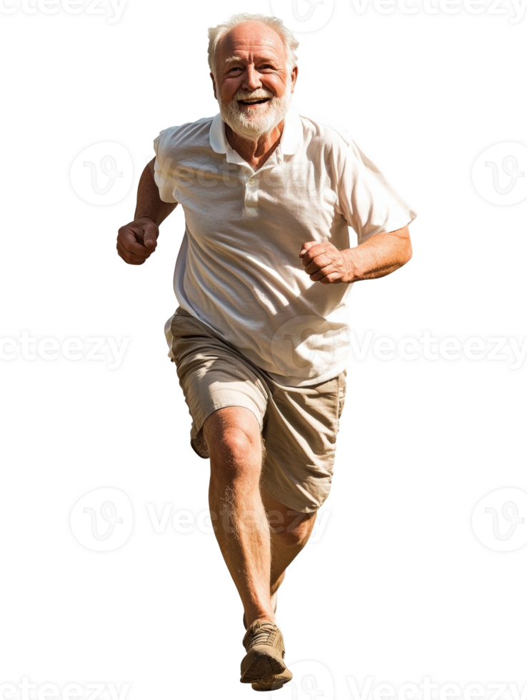 Elderly man running in nature outdoor activity joyful environment png