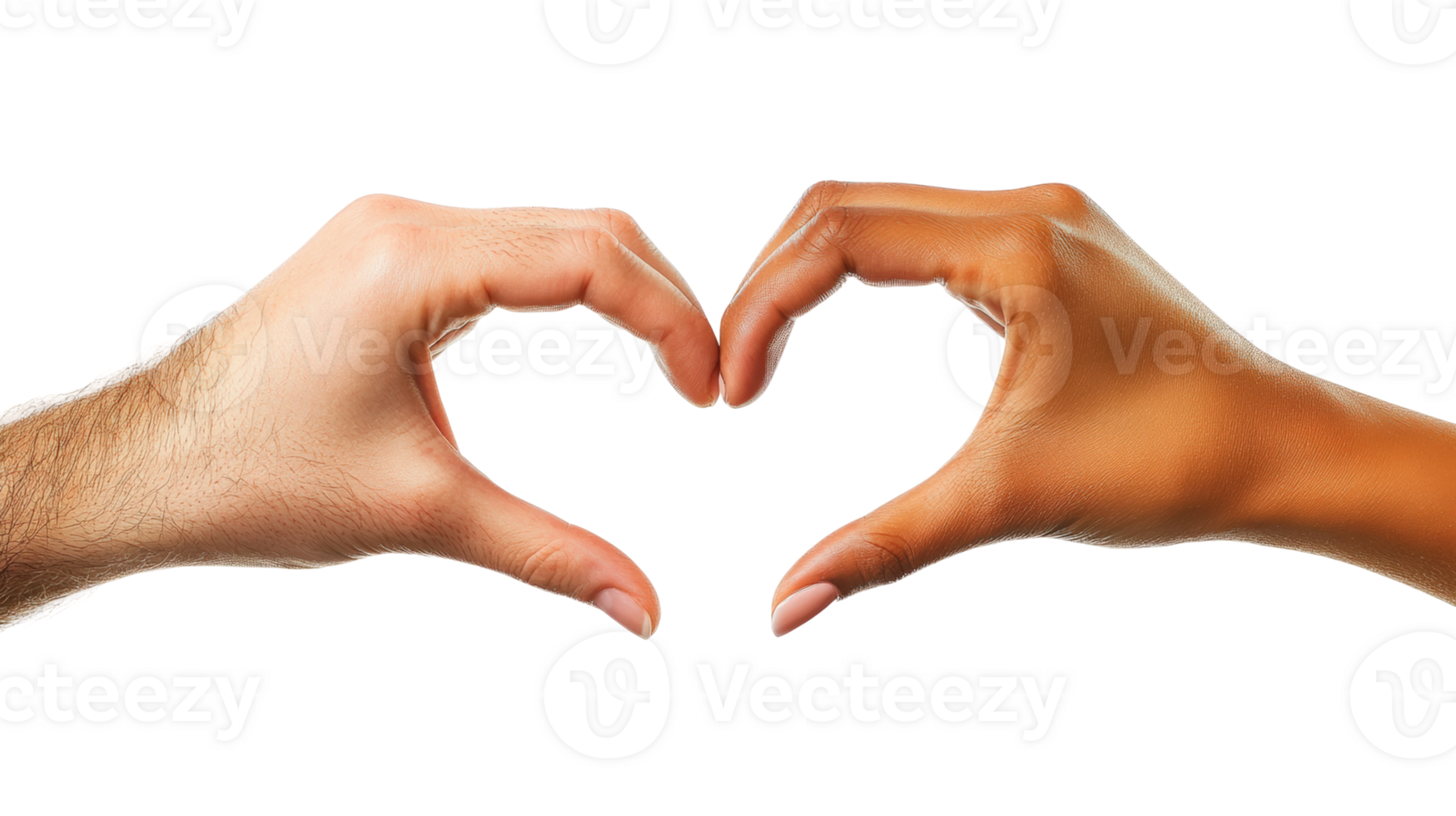 Creating heart shapes with diverse hands studio png