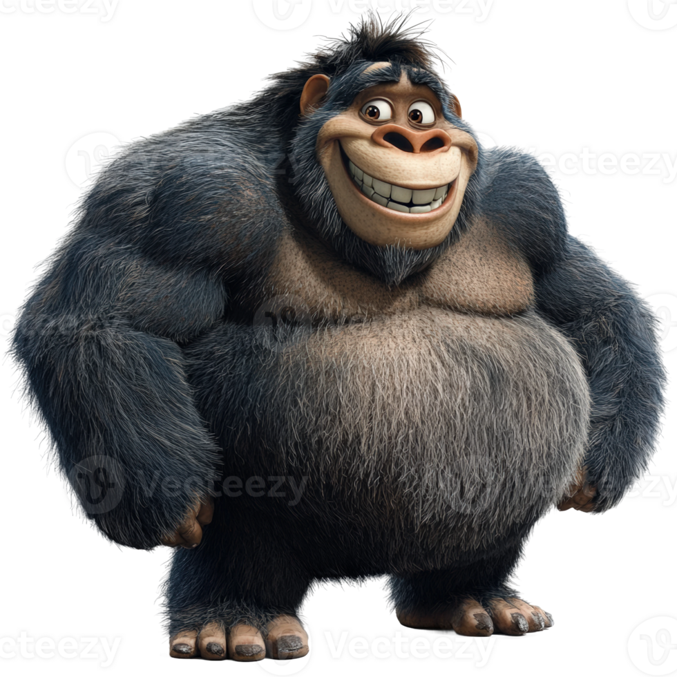 Gorilla character smiling animation studio playful png