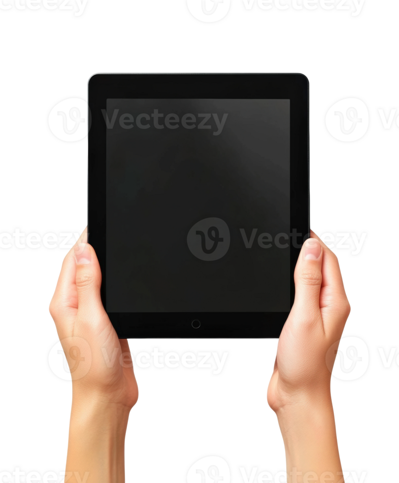 Holding a tablet device indoor setting digital technology png