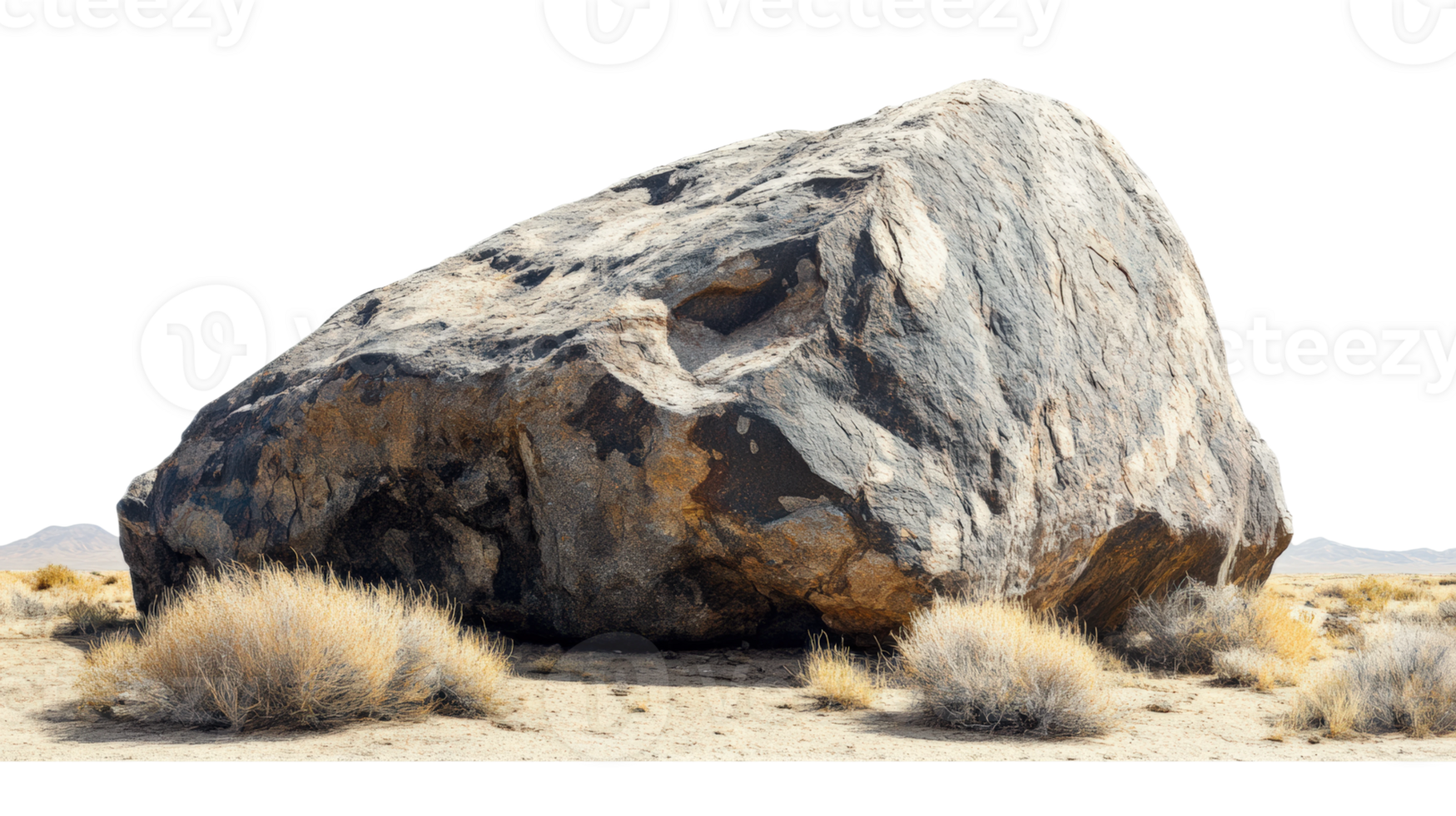 Exploring a massive boulder in a desert landscape nature png