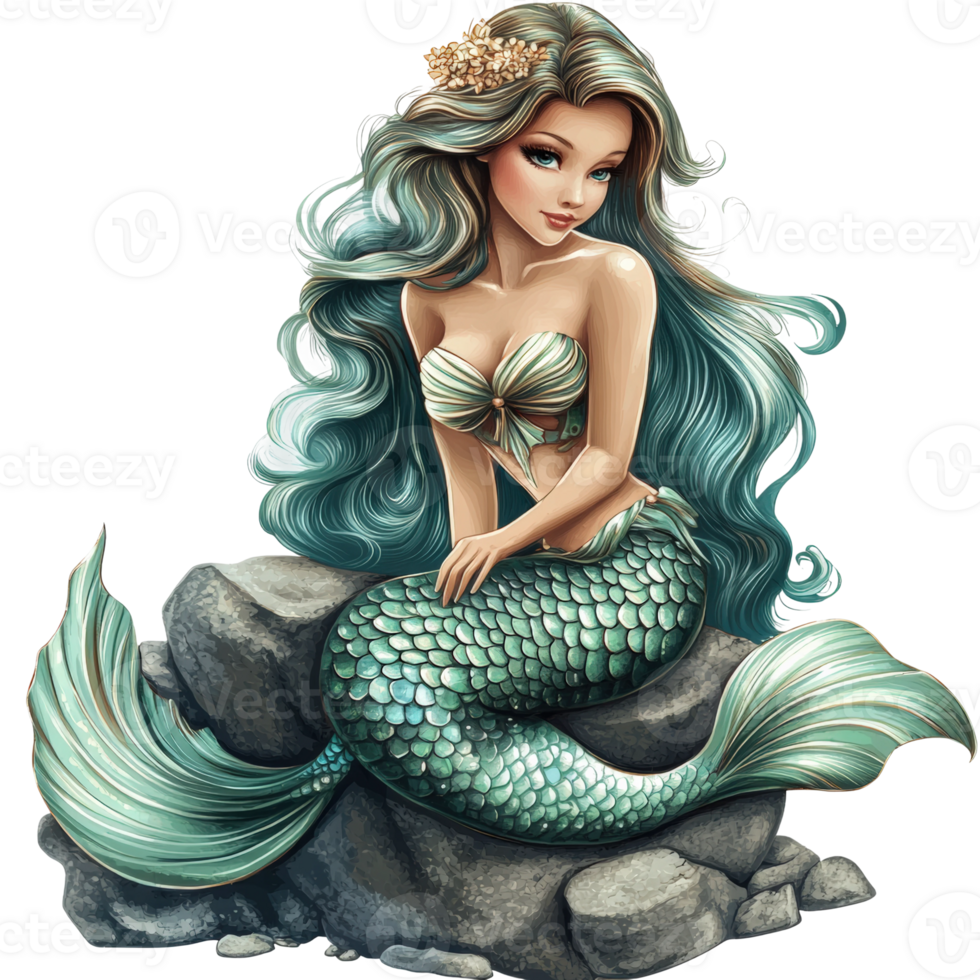Enchanting mermaid portrait underwater scene digital fantasy png