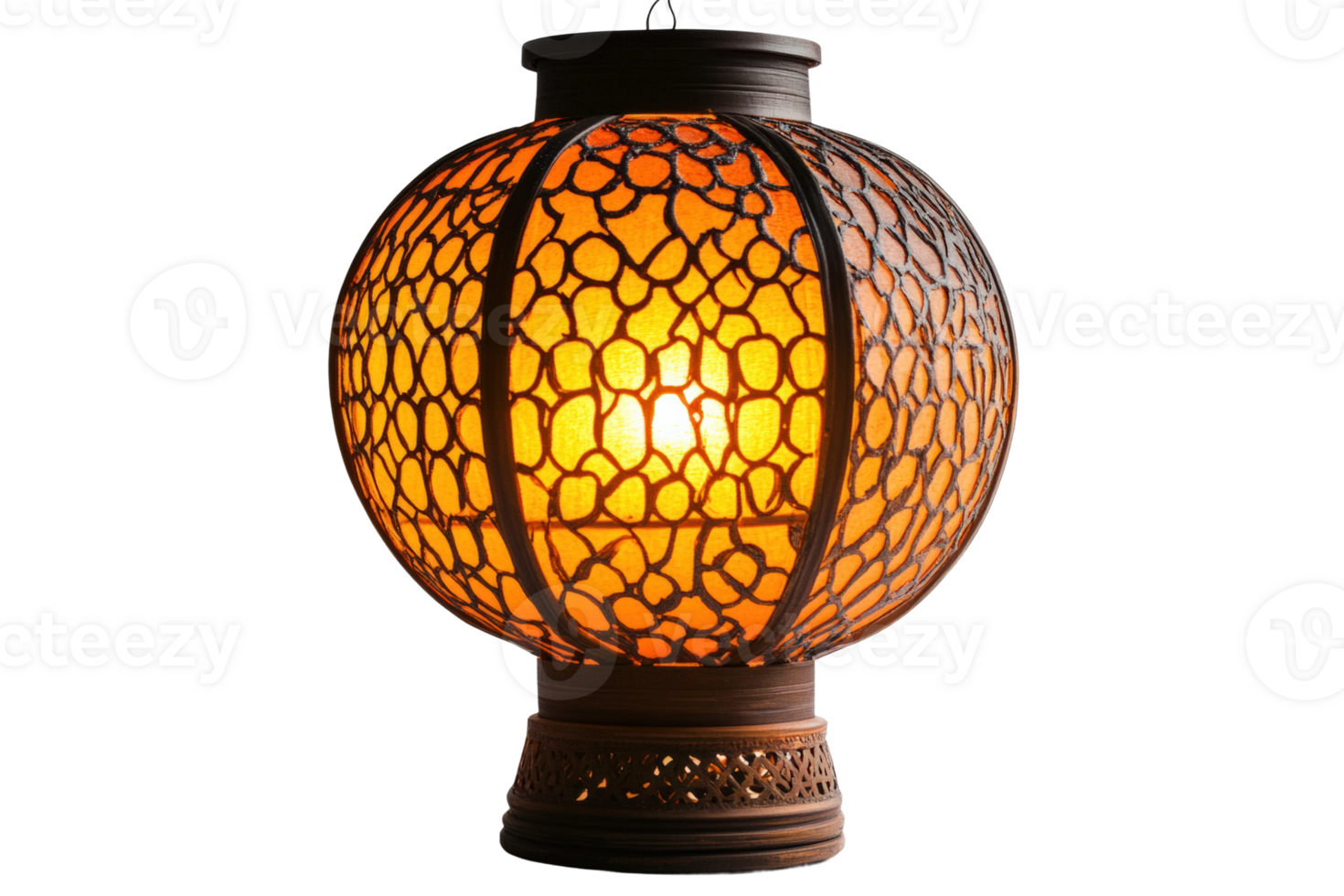 Illuminated lantern display indoor setting decorative warm glow png