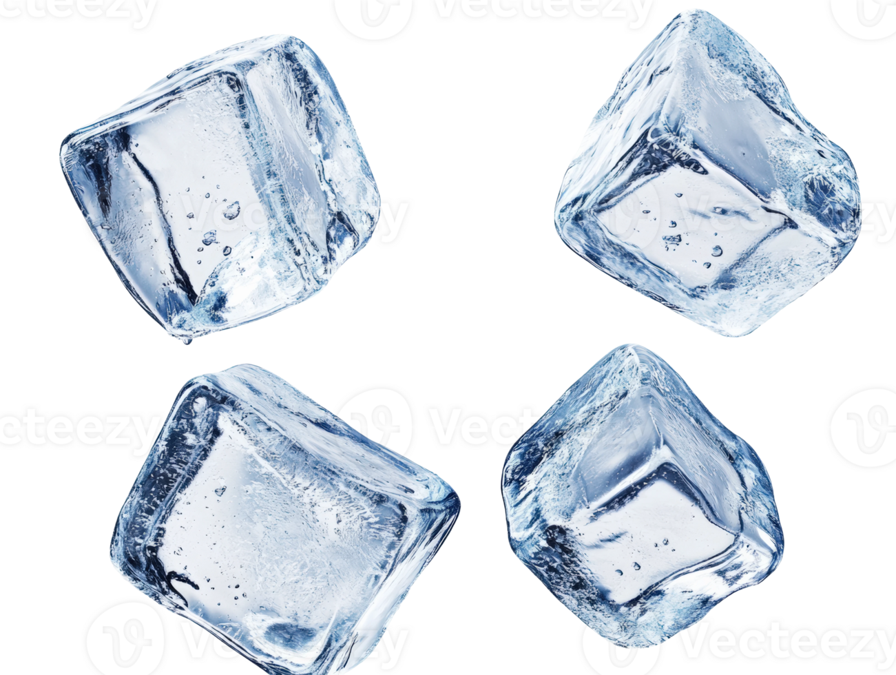 Ice cubes floating in clear water refreshing drink context png