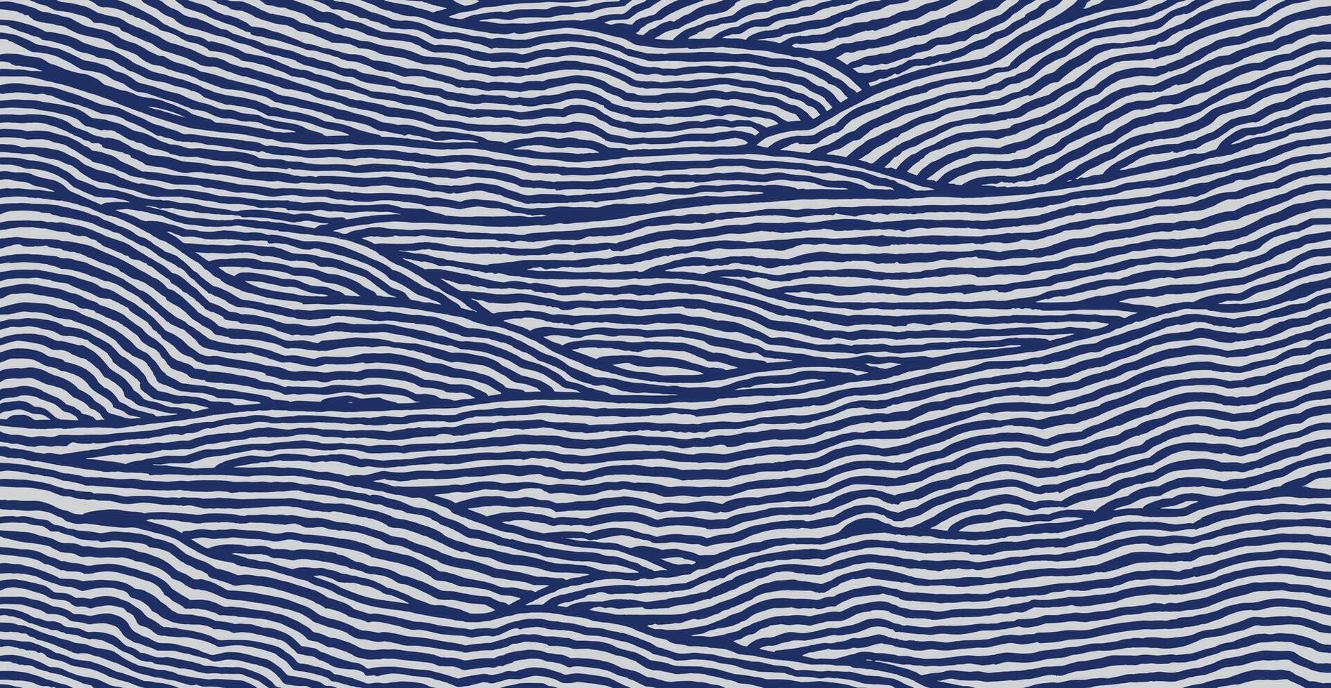 Crafted hand drawn brush line abstract wave pattern, Japanese folk and ethnic wood carving, engraving, block print textured surface background, simple graphic for textile, carpet, stationary vector