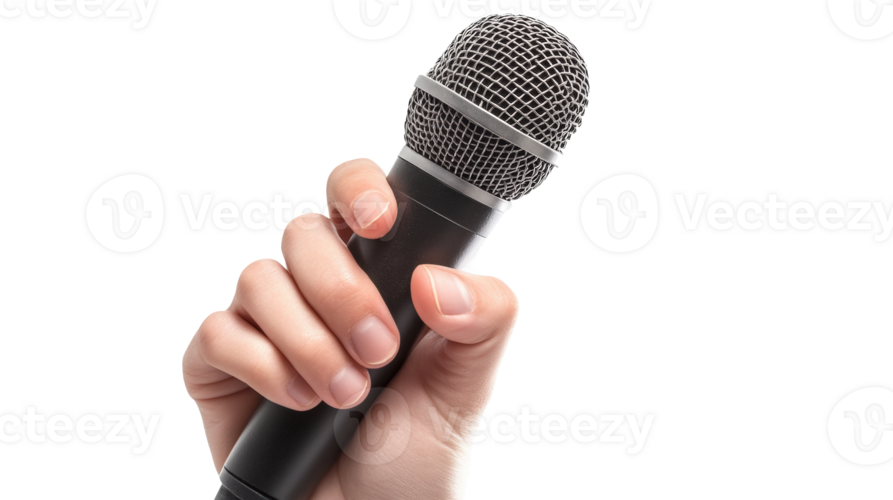 Public speaking event with microphone in hand studio environment png