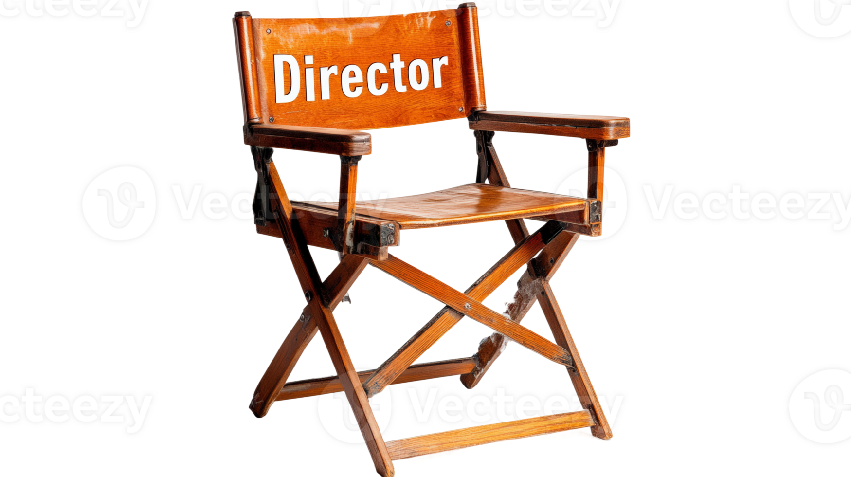 Director's chair placed on a film set with a classic wooden design and simple style png