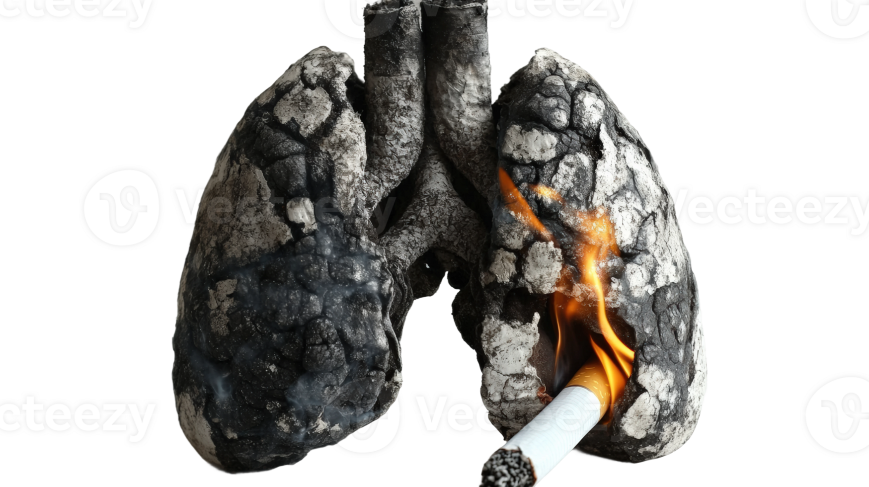 Visual representation of the harmful effects of smoking on lung health png