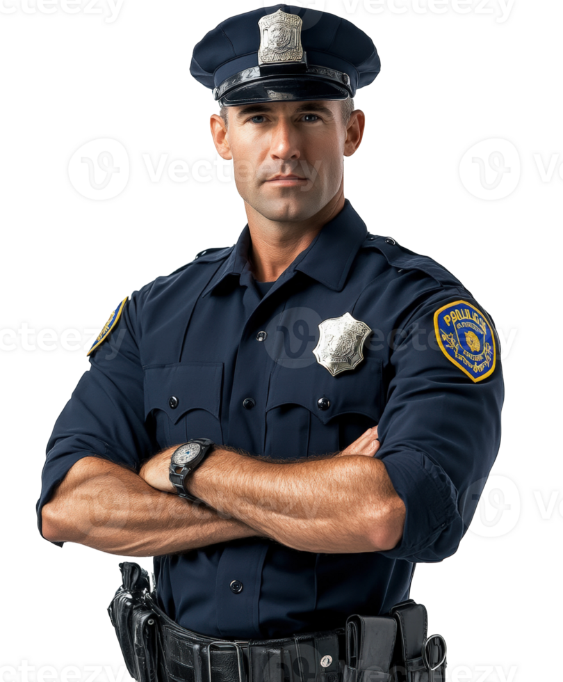Urban police officer portrait serious law enforcement theme png