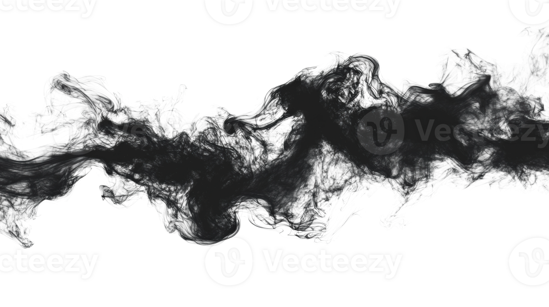 Dynamic black smoke flow abstract minimalist design png