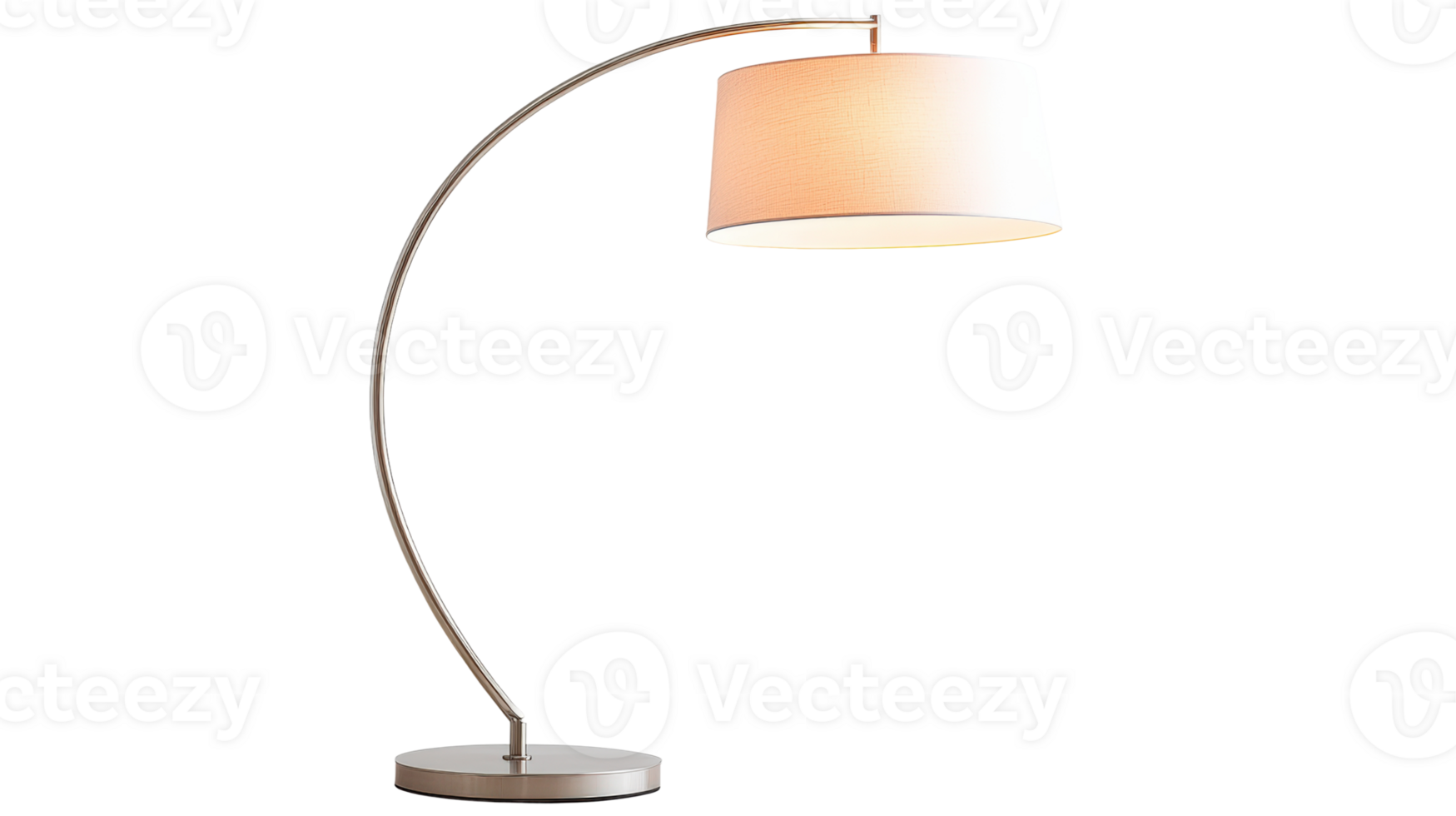 Modern arc lamp with a soft white shade enhancing a cozy living space png