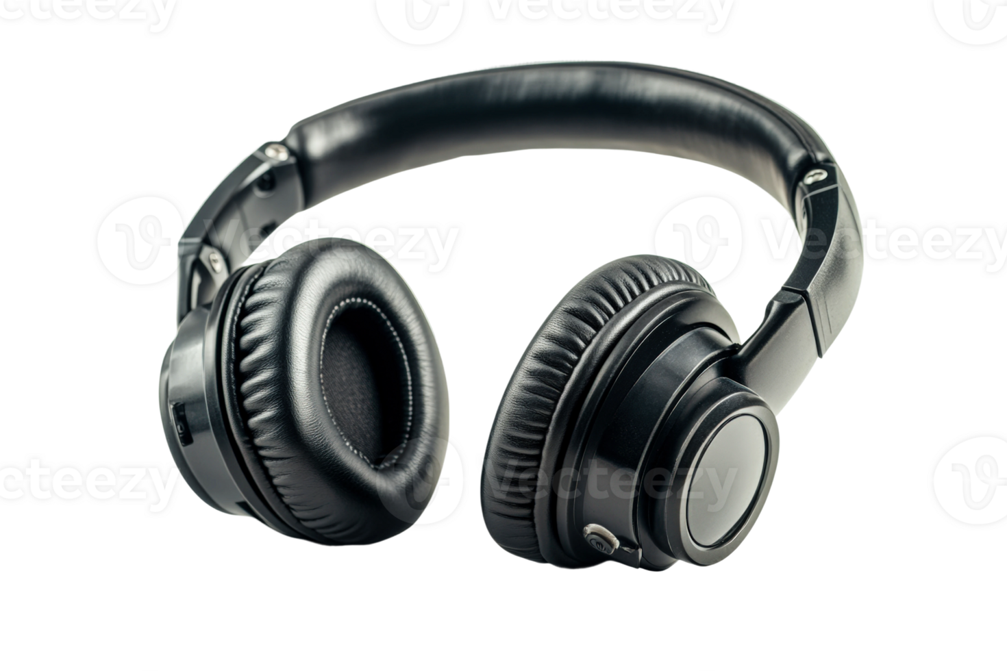 Stylish black headphones placed on a white surface designed for immersive audio experiences png