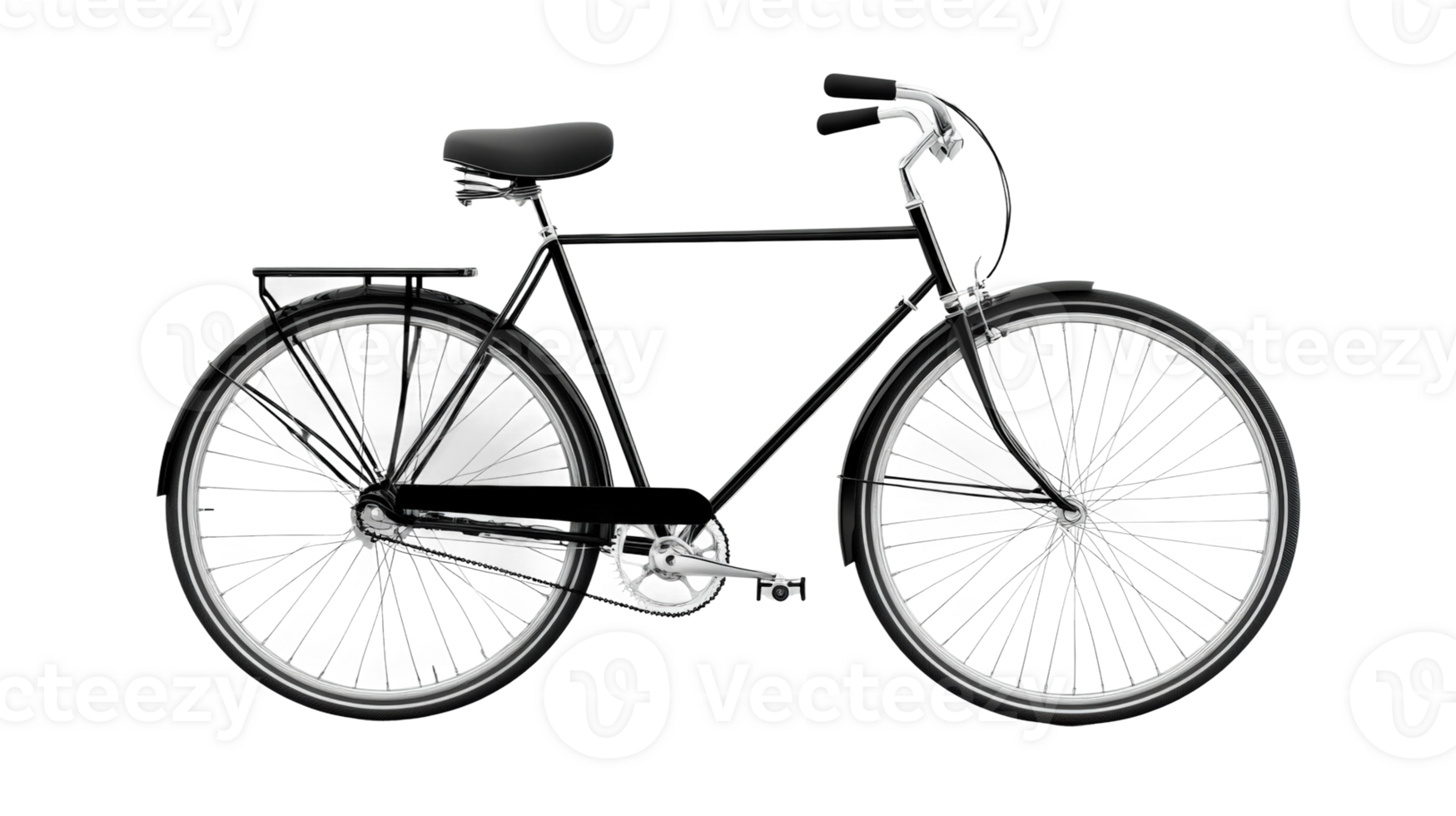 Classic black bicycle with simple design and minimal accessories for urban riding png