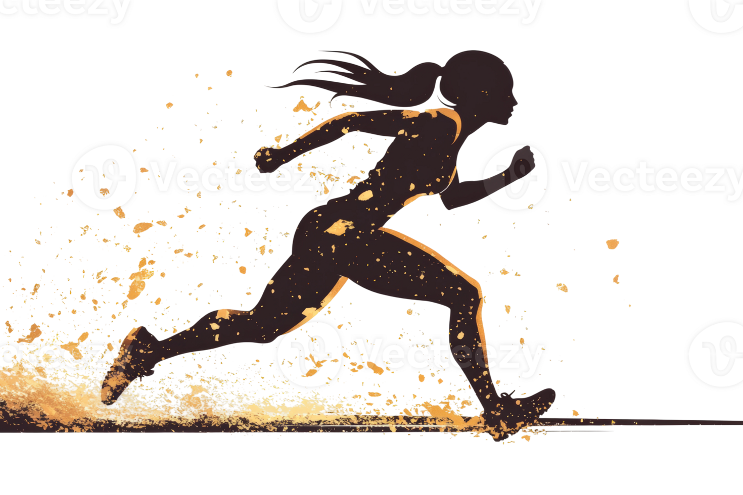 Dynamic athlete sprinting forward with determination on a track surface png