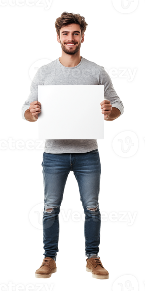 man holding a blank sign png