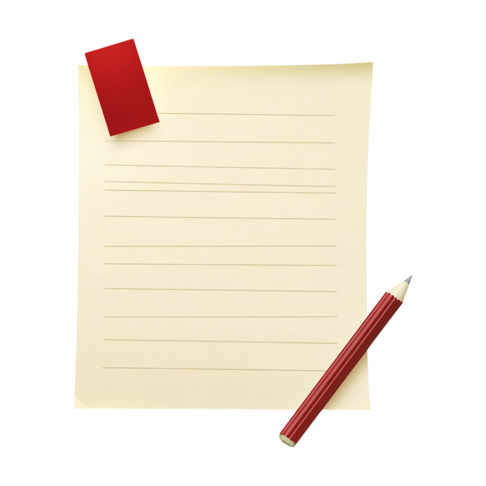 note paper with red sticky note and pencil on transparent background png