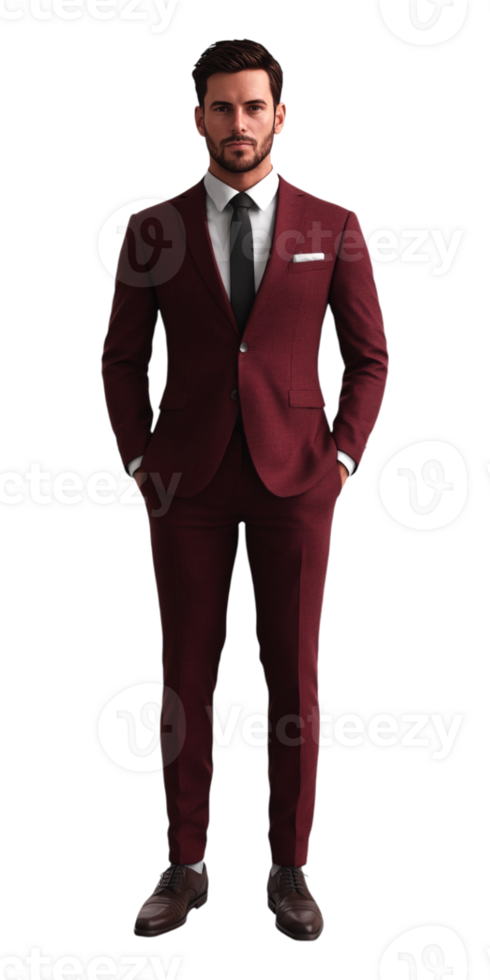 man in a burgundy suit with a tie png