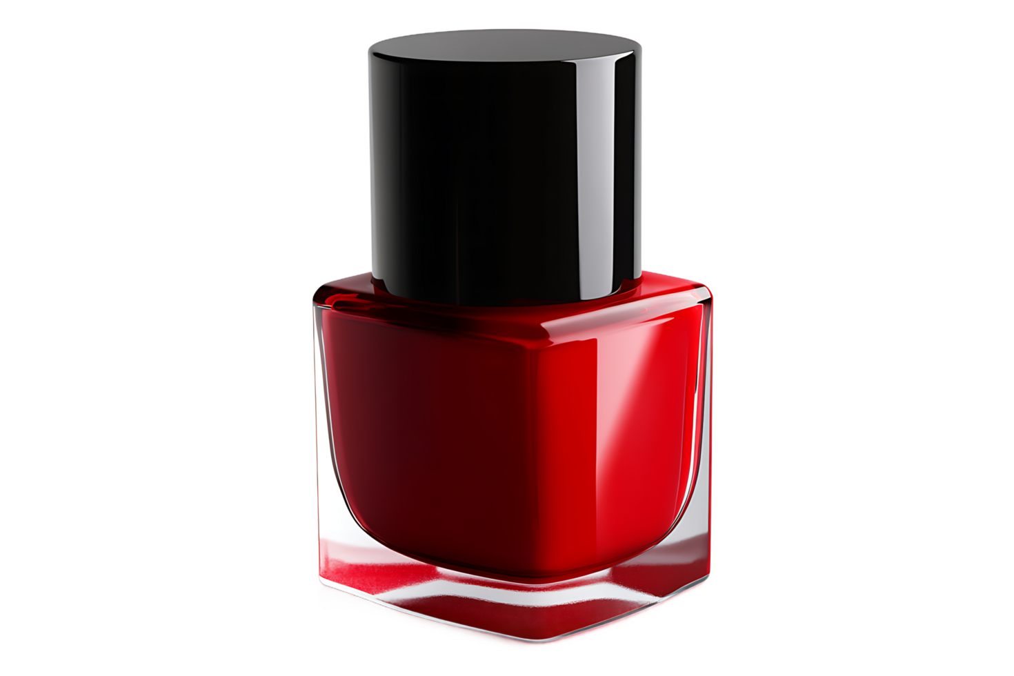 Red nail polish bottle on a black background png