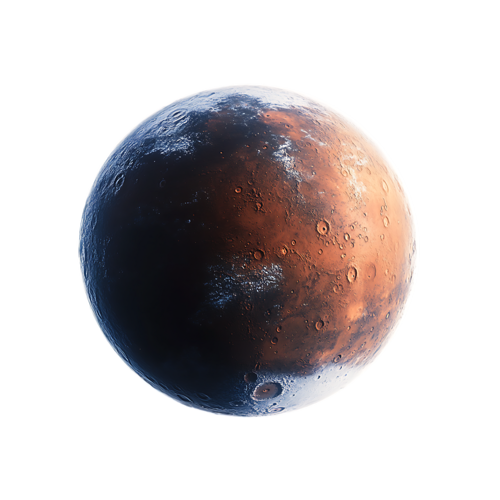 Realistic Mars planet against a transparent background for space-themed designs png