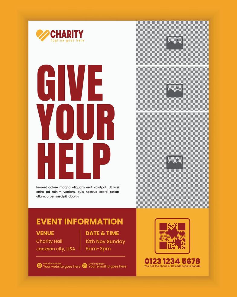 Editable Charity and donation flyer design Template or fundraiser poster design vector