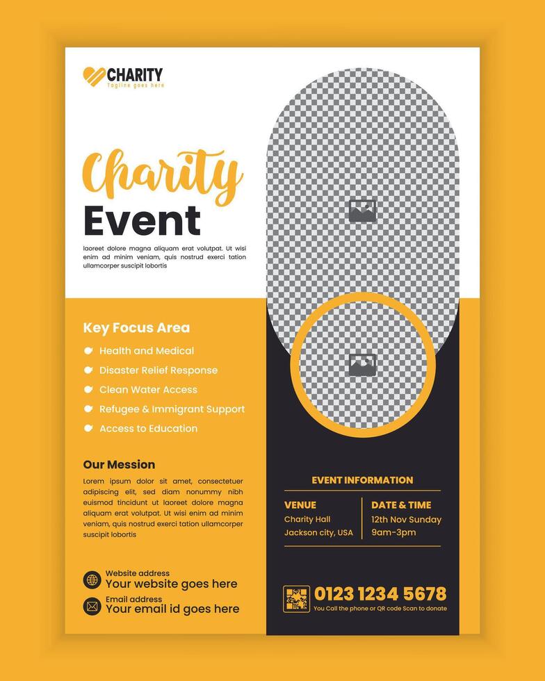 Editable Charity and donation a4-size flyer design Template or fundraiser poster design vector