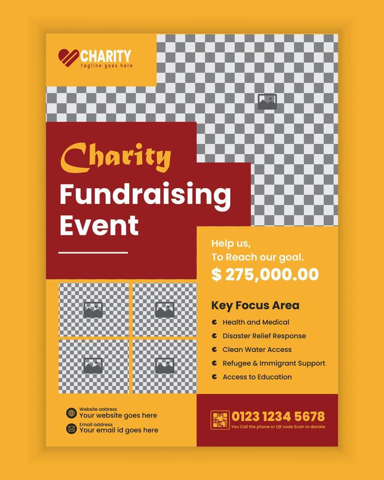 Editable Charity and donation a4-size flyer design Template or fundraiser poster design, old care nursing home advertising poster, leaflet, and handbill template vector