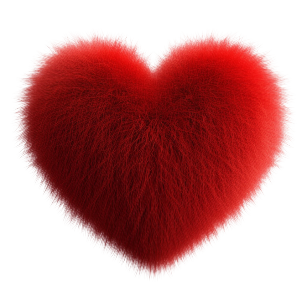 A fluffy red heart with a soft and textured appearance. png