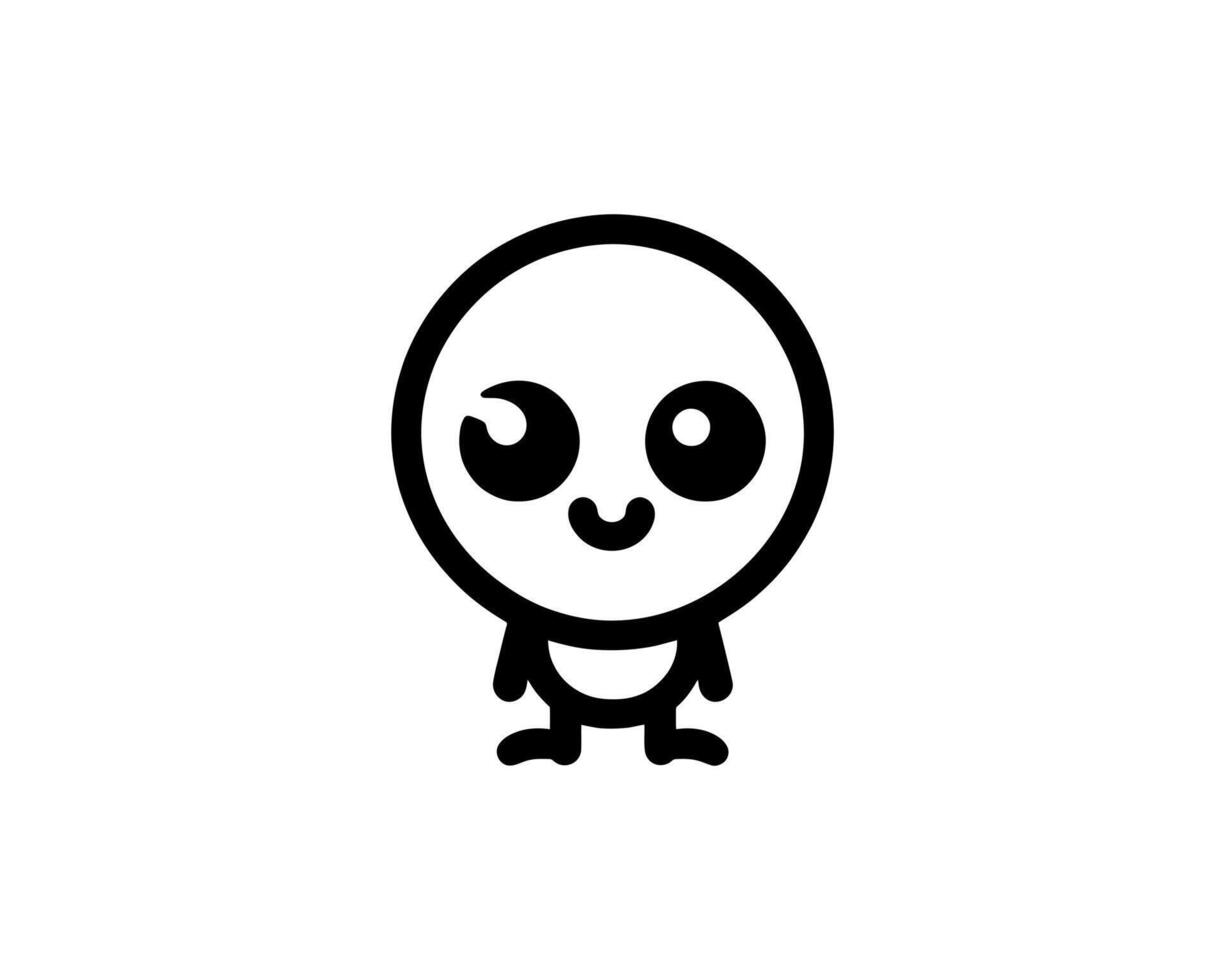 A black and white cartoon character with a big smile vector