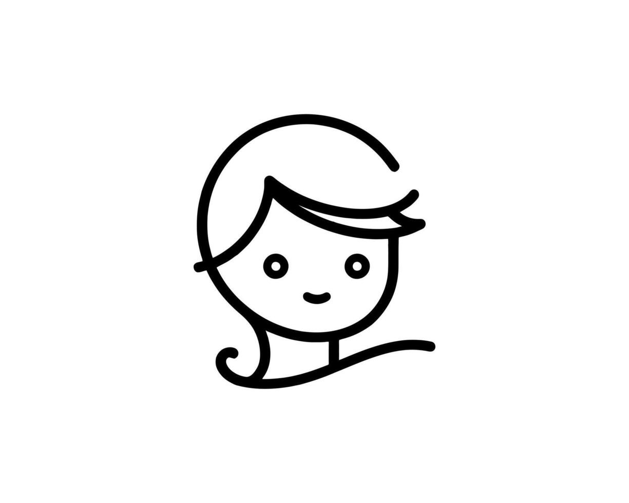 A woman's face is shown in a line drawing vector