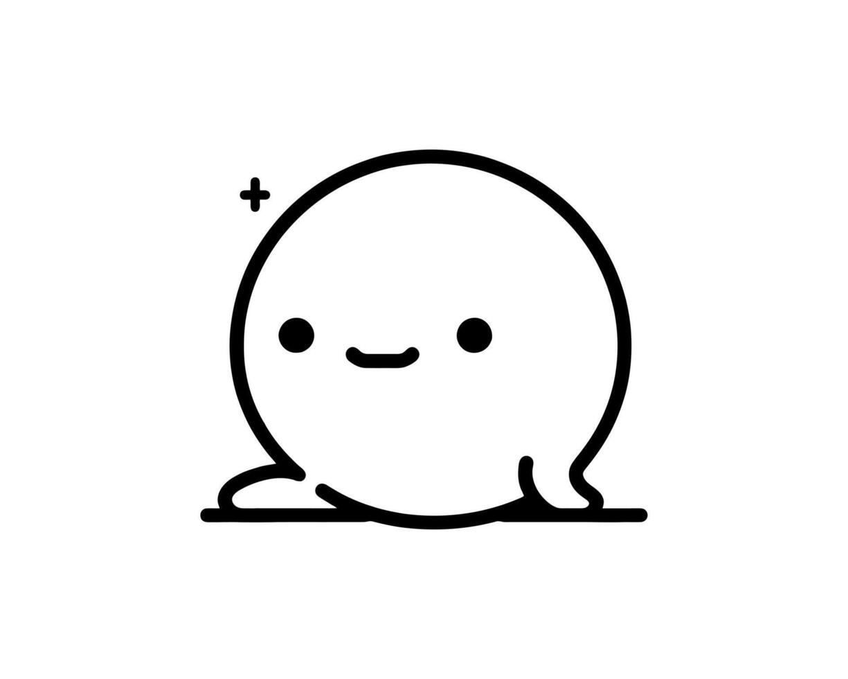A black and white drawing of a cute little ball vector