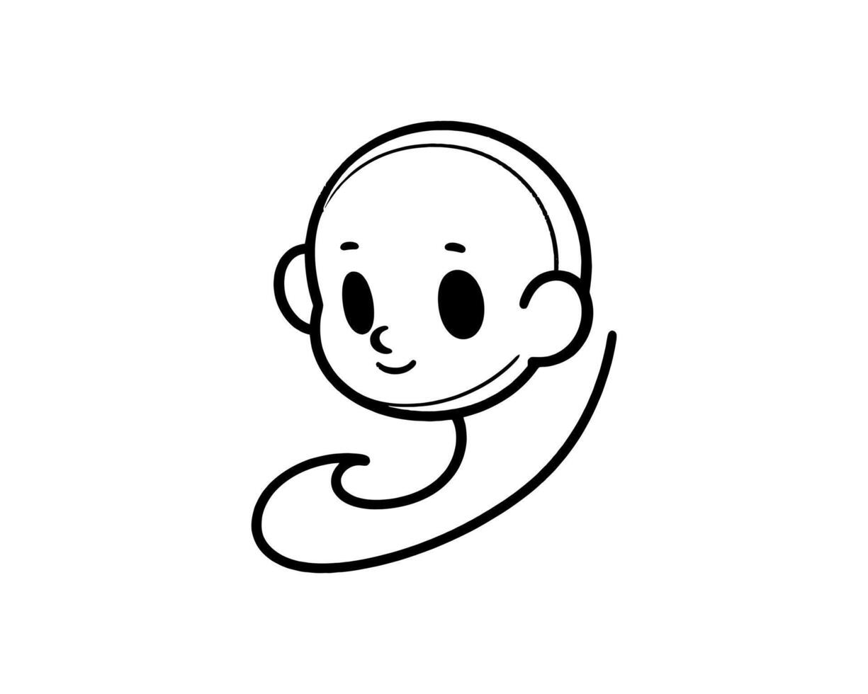 A cartoon head with a long nose and a small mouth vector