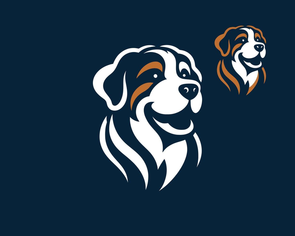 A dog logo with a white and orange background vector
