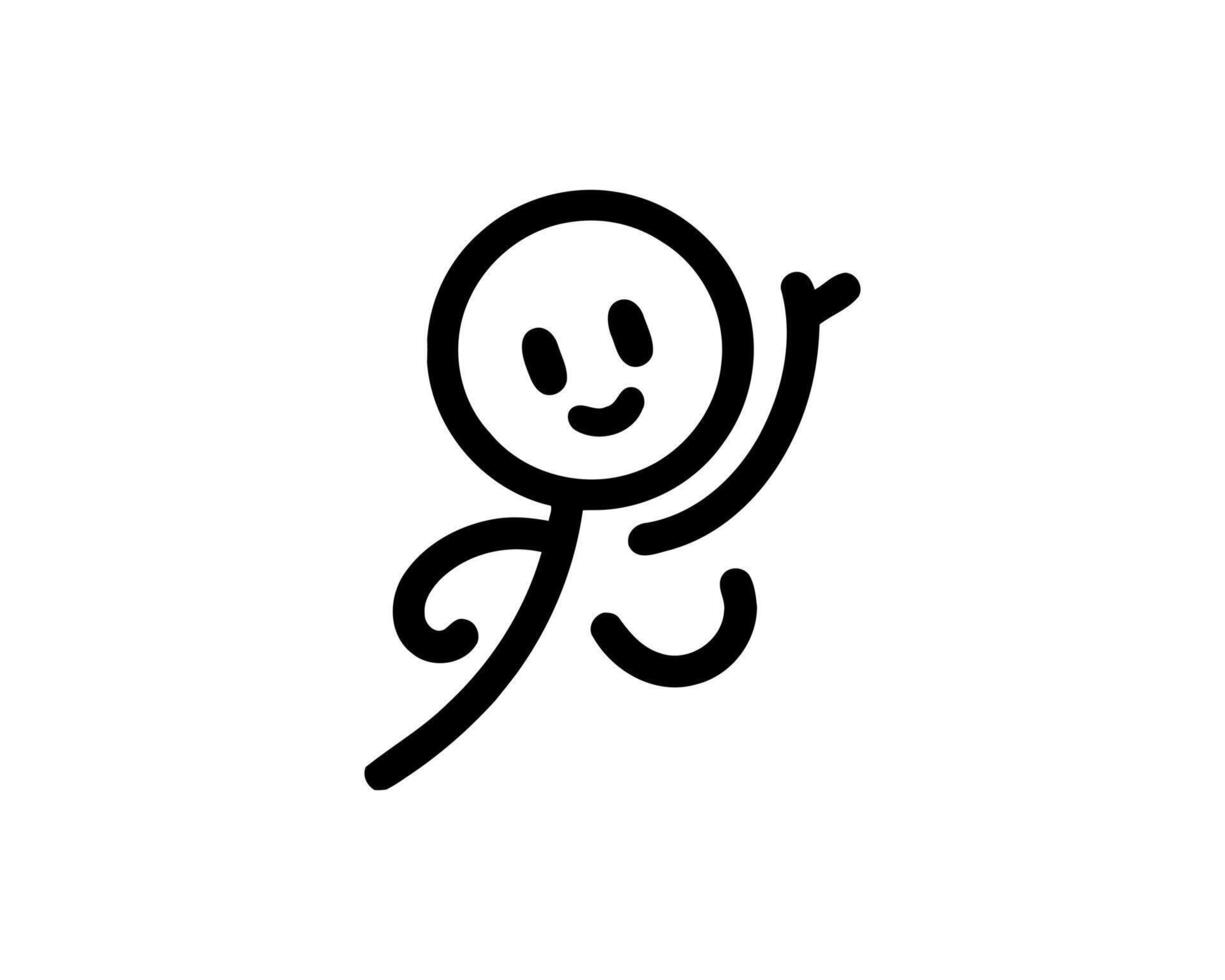 A black and white drawing of a man with a hand up vector