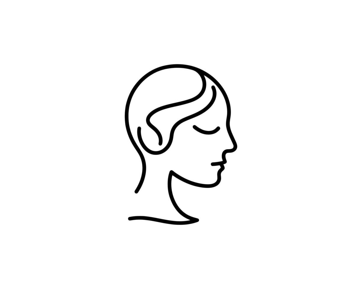 A woman's head is shown in a line drawing vector