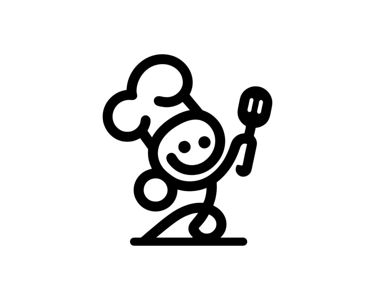 A black and white logo of a chef holding a fork vector