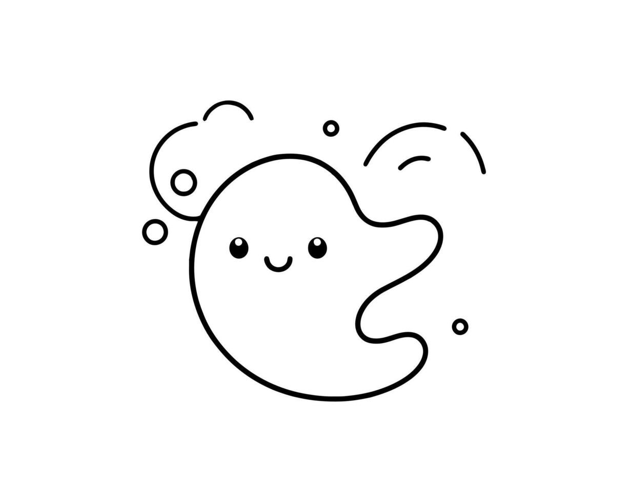A ghost is drawn in a line style on a white background vector