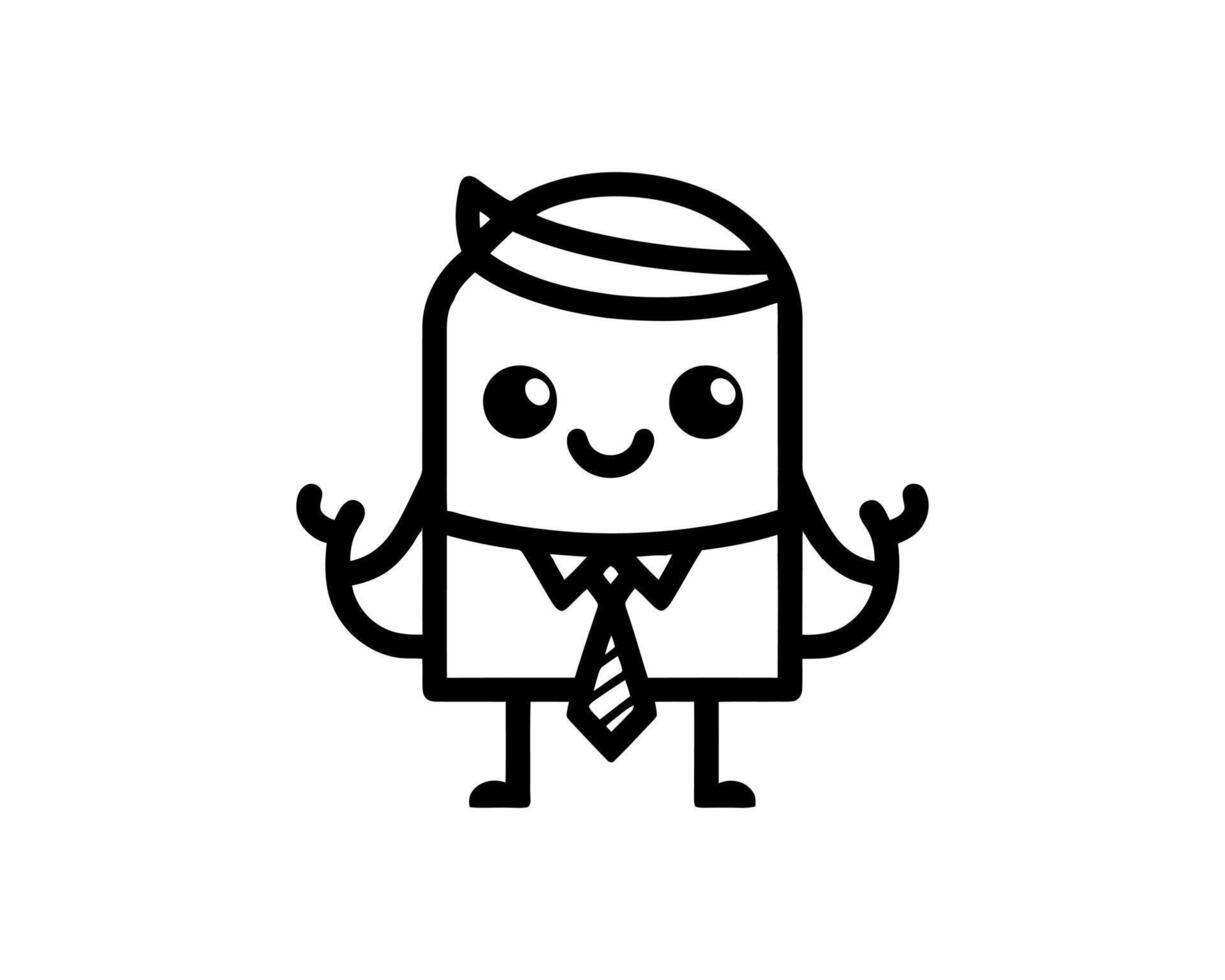 A black and white drawing of a man in a tie vector